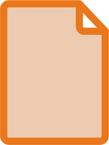 An orange icon for documents depicting a piece of paper with the upper right corner folded down.
