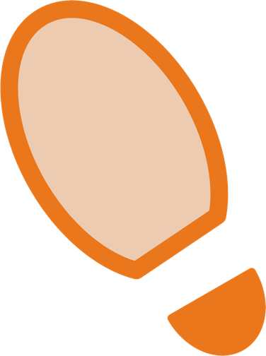 An orange icon of two footsteps.